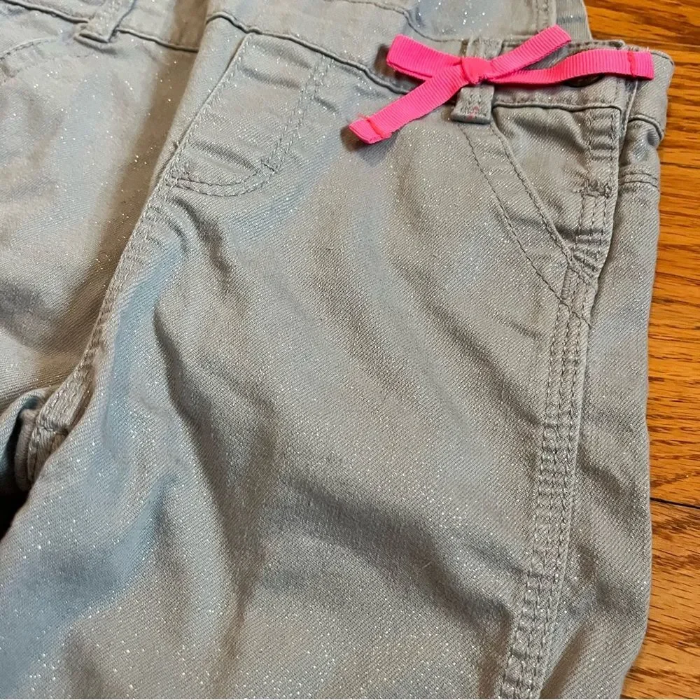 Osh Kosh Girls Girls 18 Month Grey Sparkle Overalls Pink Bow